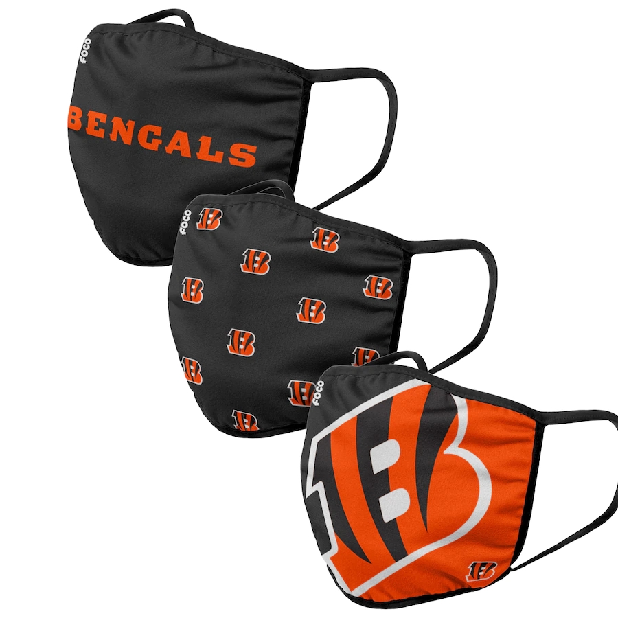  Cincinnati Bengals Adult Face Covering 3-PackDust mask with filter